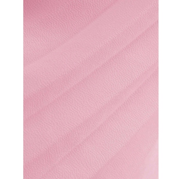 Pleated PINK Mini Dress Tie Neck Short A-Line Flared - Picture 9 of 16